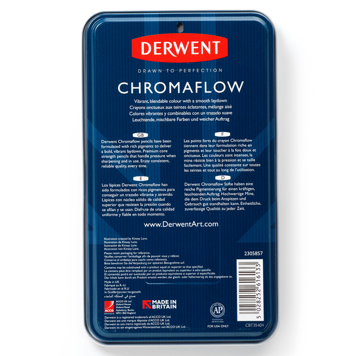 Crayon Chromaflow Boîte 24 pcs - Derwent - Rougier et Plé