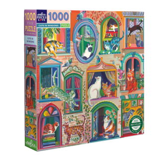 Puzzle 1000 pièces Cats in windows - EEBOO - Rougier et Plé