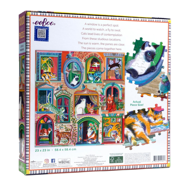 Puzzle 1000 pièces Cats in windows - EEBOO - Rougier et Plé