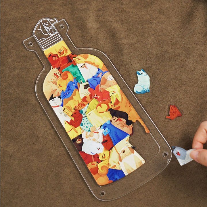 Puzzle casse-tête acrylique Pets in the bottle Dog 42 pièces - TOI World - Rougier et Plé