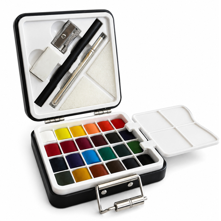 Aquarelle Boîte de voyage 24 demi-godets - Rougier&Plé - Rougier et Plé