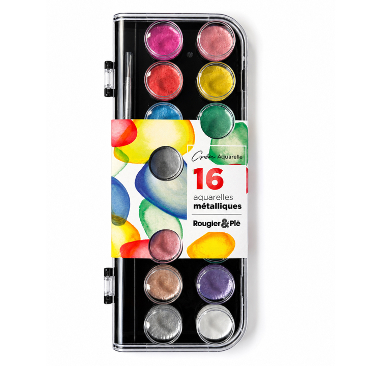 Aquarelle métallique 16 couleurs + pinceau -  Rougier&Plé - Rougier et Plé