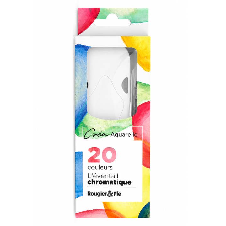 Aquarelle éventail chromatique 20 couleurs + pinceau - Rougier&Plé - Rougier et Plé