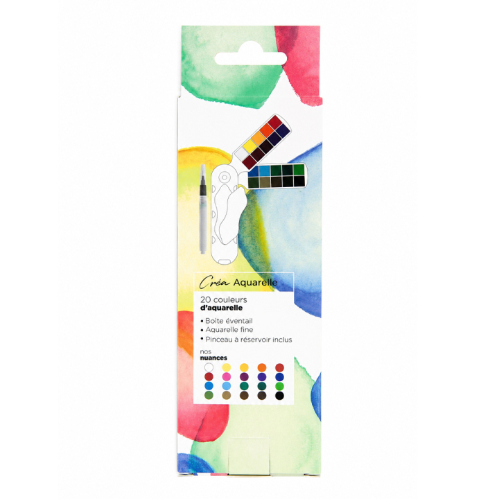 Aquarelle éventail chromatique 20 couleurs + pinceau - Rougier&Plé - Rougier et Plé