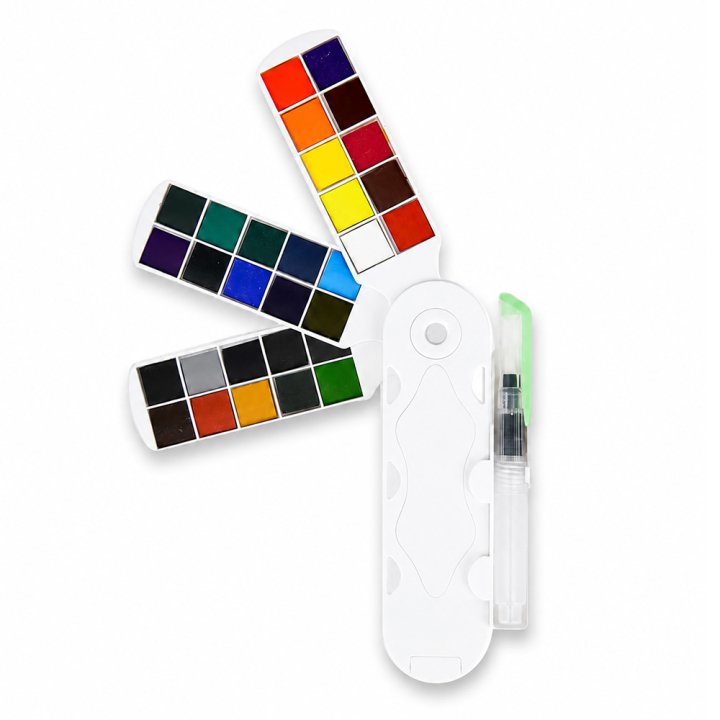 Aquarelle éventail chromatique 30 couleurs + pinceau - Rougier&Plé - Rougier et Plé
