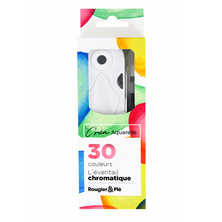 Aquarelle éventail chromatique 30 couleurs + pinceau - Rougier&Plé - Rougier et Plé