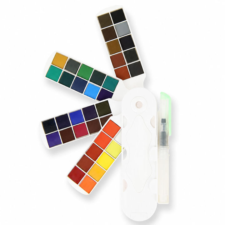 Aquarelle éventail chromatique 40 couleurs + pinceau - Rougier&Plé - Rougier et Plé