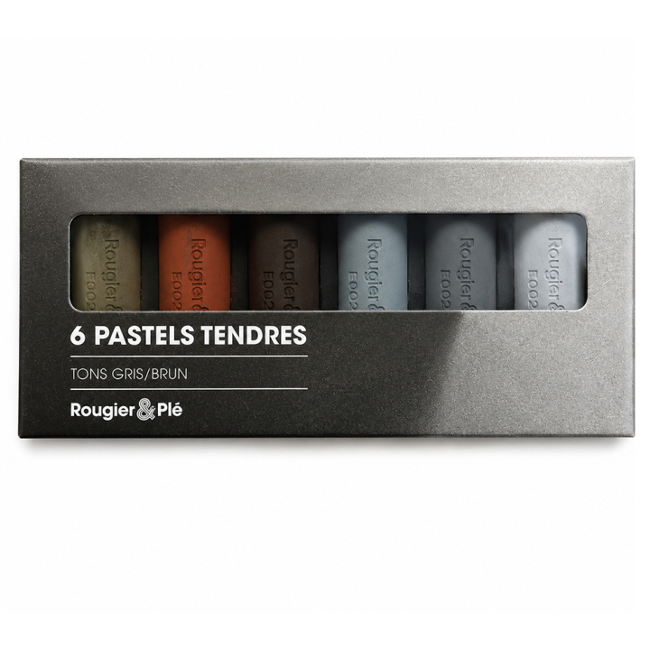 Pastel tendre Tons gris/brun Set 6 pcs - Rougier&Plé - Rougier et Plé