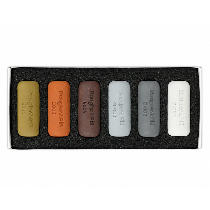 Pastel tendre Tons gris/brun Set 6 pcs - Rougier&Plé - Rougier et Plé
