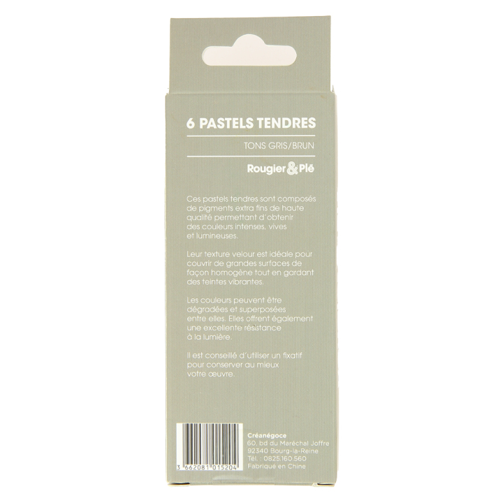 Pastel tendre Tons gris/brun Set 6 pcs - Rougier&Plé - Rougier et Plé