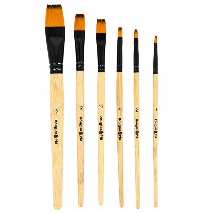 Pinceau acrylique Plat Set 6 pcs - Rougier&Plé - Rougier et Plé
