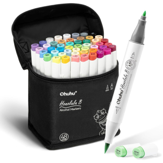 Feutre à alcool Honolulu B double pointe Brush et fine 48 pcs - Ohuhu - Rougier et Plé