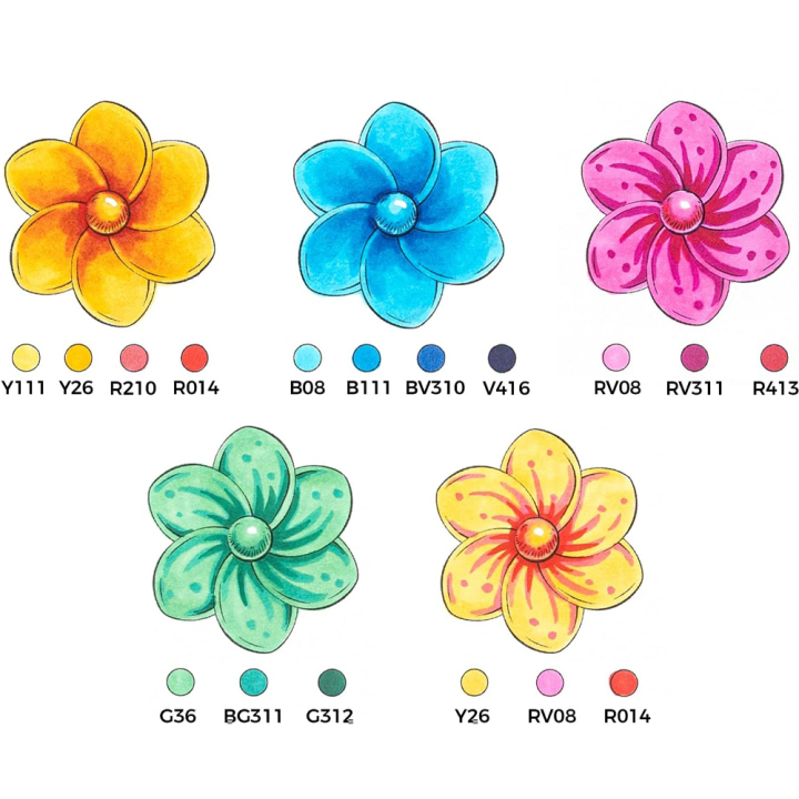 Feutre à alcool Honolulu double pointe Brush et biseau 168 pcs - Ohuhu - Rougier et Plé