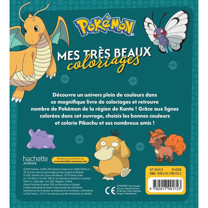 Mes très beaux coloriages Pokémon - Hachette - Rougier et Plé