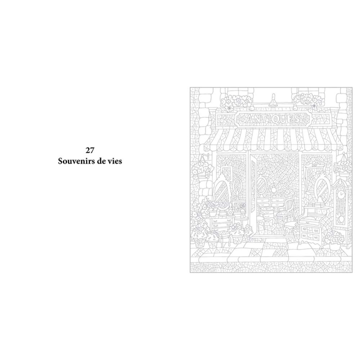 Livre de coloriages mystères Monochromatique Les petites boutiques - First Editions - Rougier et Plé