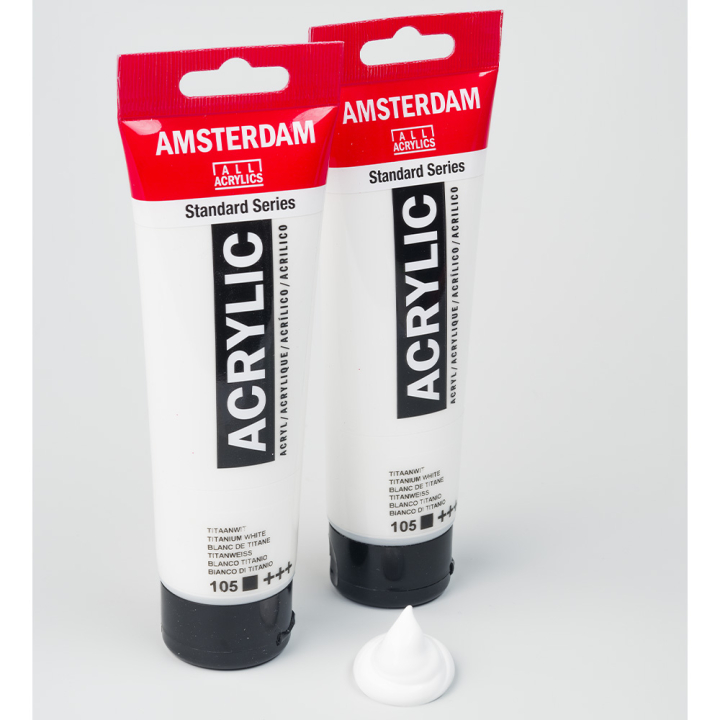 Peinture acrylique 2 x 120 ml Duo pack Blanc de titane - Amsterdam - Rougier et Plé