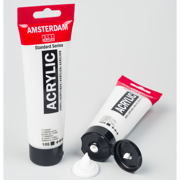 Peinture acrylique 2 x 120 ml Duo pack Blanc de titane - Amsterdam - Rougier et Plé