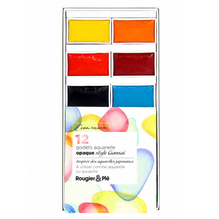 Aquarelle opaque style Gansai Set 12 godets - Rougier&Plé - Rougier et Plé