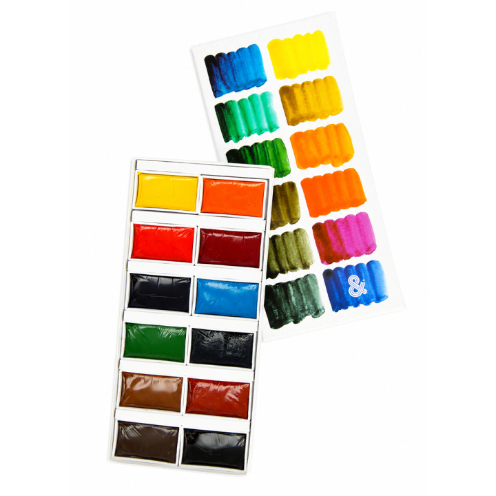 Aquarelle opaque style Gansai Set 12 godets - Rougier&Plé - Rougier et Plé