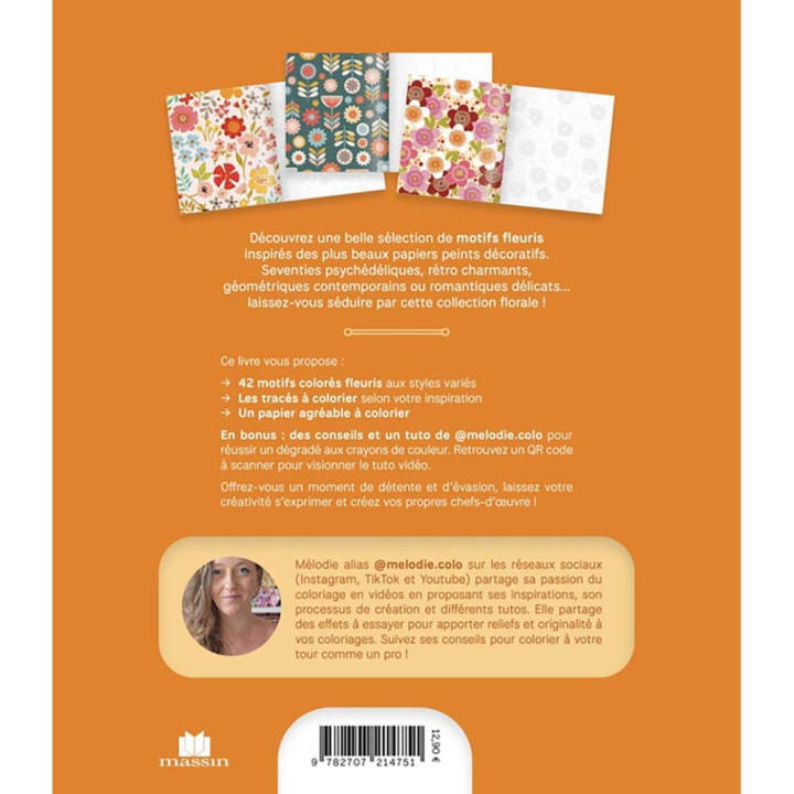 Livre coloriage Jolis papiers peints fleuris 42 motifs fleuris à colorier - Massin - Rougier et Plé