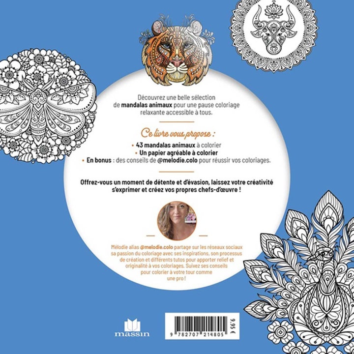 Livre coloriage Mandalas animaux 43 symboles à colorier - Massin - Rougier et Plé