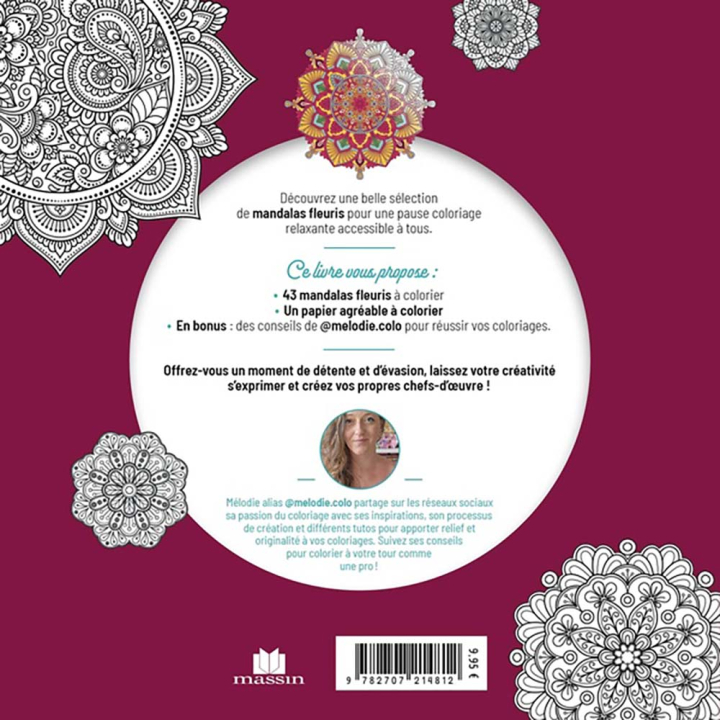 Livre coloriage Mandalas fleurs 43 symboles à colorier - Massin - Rougier et Plé