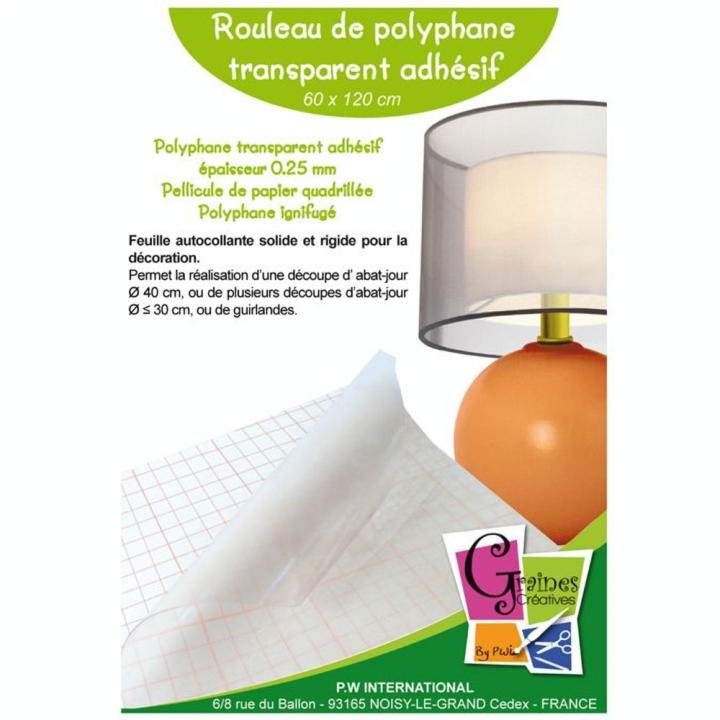 Polyphane adhésif transparent 60 x 120 cm en rouleau - Graine Créative - Rougier et Plé