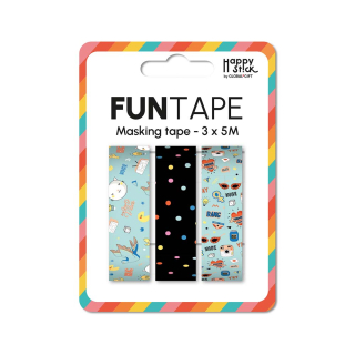 Lot de 3 funtape Mix motifs bleu clair - Global Gift - Rougier et Plé