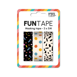 Lot de 3 funtape Motifs noir et blanc - Global Gift - Rougier et Plé