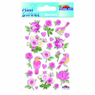 Stickers minisweet roses et oiseaux - Global Gift - Rougier et Plé