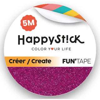 Masking tape fuchsia pailleté 15 mm x 5 m - Global Gift - Rougier et Plé