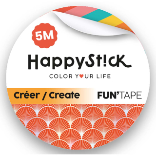 Masking tape motif japonais rouge 15 mm x 5 m - Global Gift - Rougier et Plé