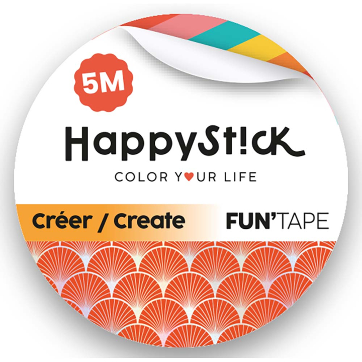 Masking tape motif japonais rouge 15 mm x 5 m - Global Gift - Rougier et Plé