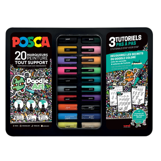 Mallette Doodle 20 Marqueurs Peinture - Posca - Rougier et Plé