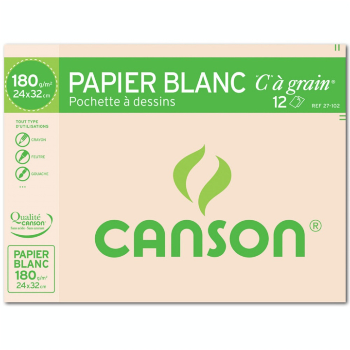 Canson C à GRAIN, Grain Fin 180g/m², pochette - Canson - Rougier et Plé