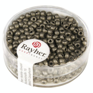 Perles de rocaille 2,6 mm métalliques dépolies Anthracite - Rayher - Rougier et Plé