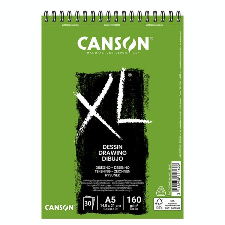 Bloc de papier XL dessin 160 g/m² 30 feuilles A5 - Canson - Rougier et Plé
