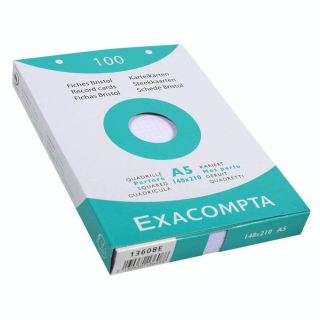 Fiche Bristol blanc Q 5x5 100 feuilles Perforées - Exacompta - Rougier et Plé