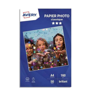 Papier Photo Classique Jet d'encre A4 Blanc brillant 160 g/m² 50 feuilles - Avery - Rougier et Plé