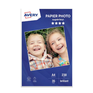Papier Photo Supérieur Jet d'encre A4 Blanc brillant 230 g/m² 35 feuilles - Avery - Rougier et Plé