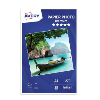 Papier Photo Premium Jet d'encre A4 Blanc brillant 270 g/m² 25 feuilles - Avery - Rougier et Plé
