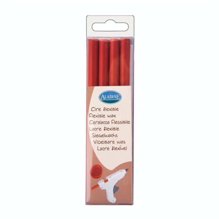 Cire à cacheter en bâton pour pistolet à cacheter set de 4 rouge - Aladine - Rougier et Plé