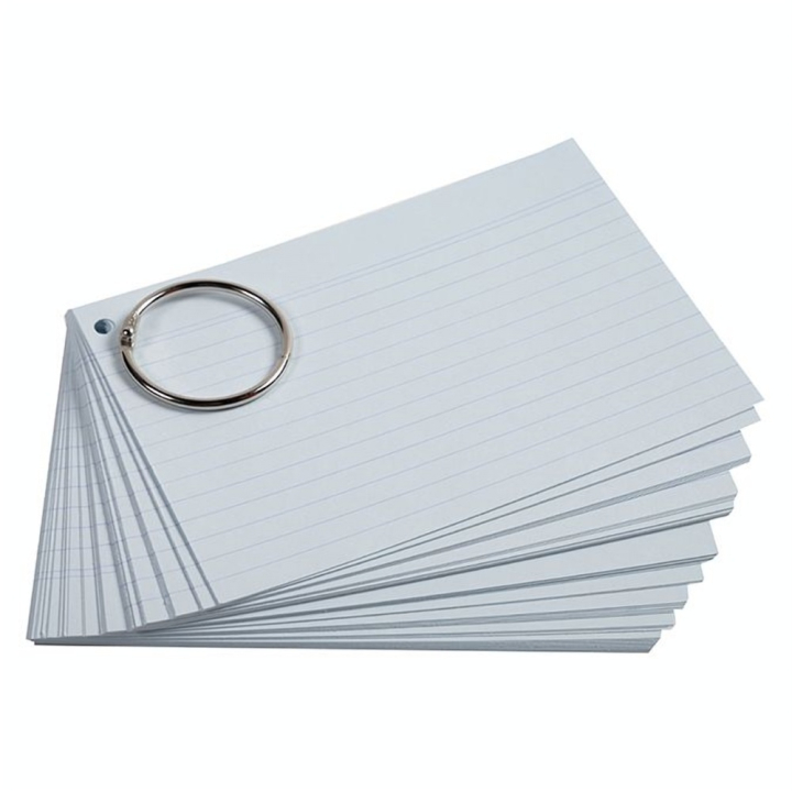 Paquet de 50 Flashcards sous film + anneau Bristol ligné perforé A6 - Exacompta - Rougier et Plé