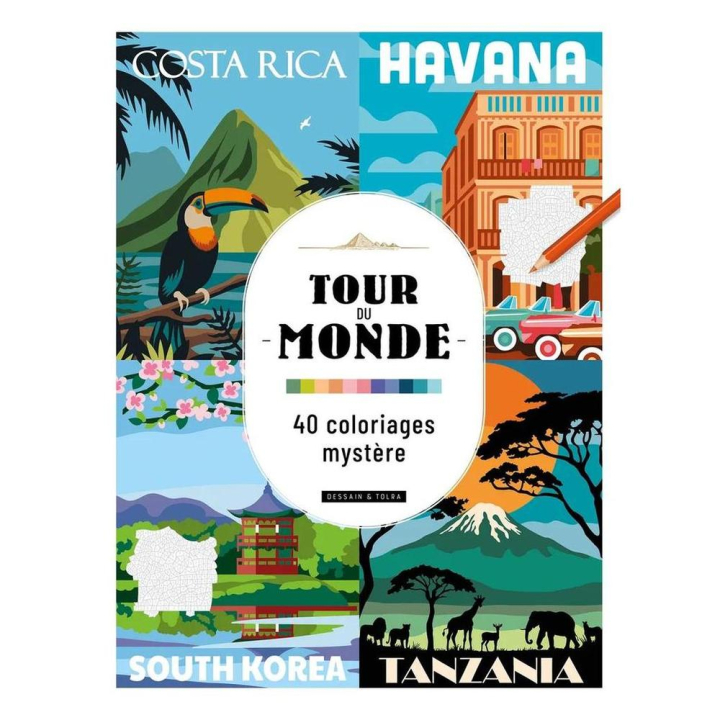Tour du monde 40 coloriages mystères - Dessain et Tolra - Rougier et Plé