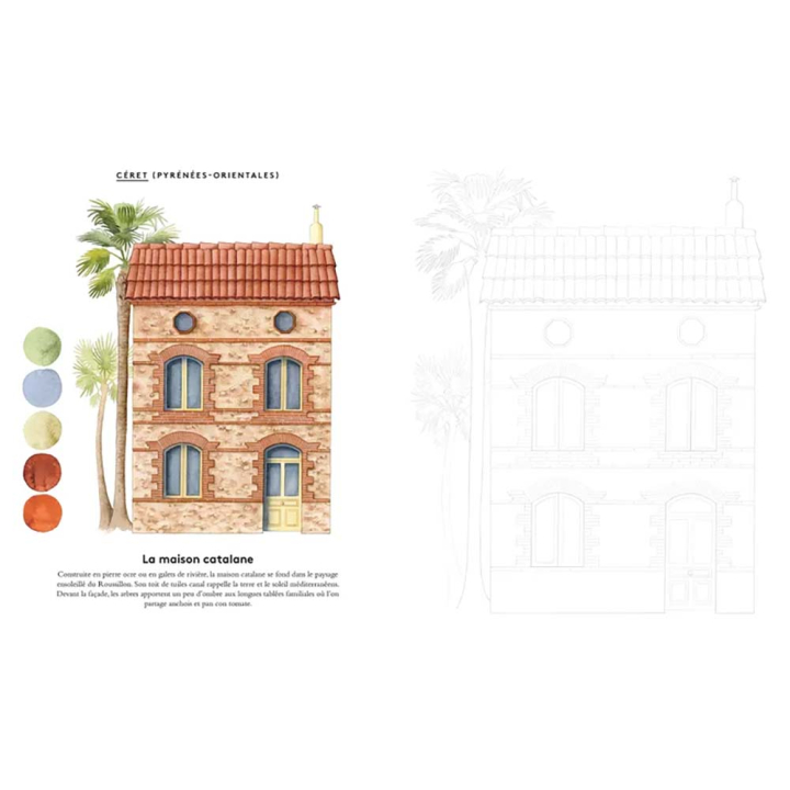 Coloriage aquarelle Jolies maisons de France 22 planches à peindre ou à colorier - Marabout - Rougier et Plé