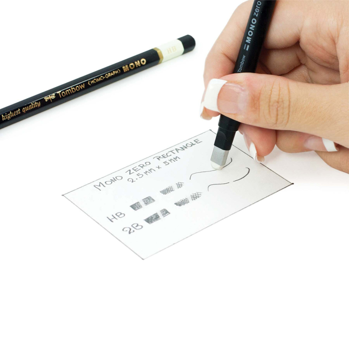 Stylo gomme MONO Zero noir pointe rectangulaire - Tombow - Rougier et Plé