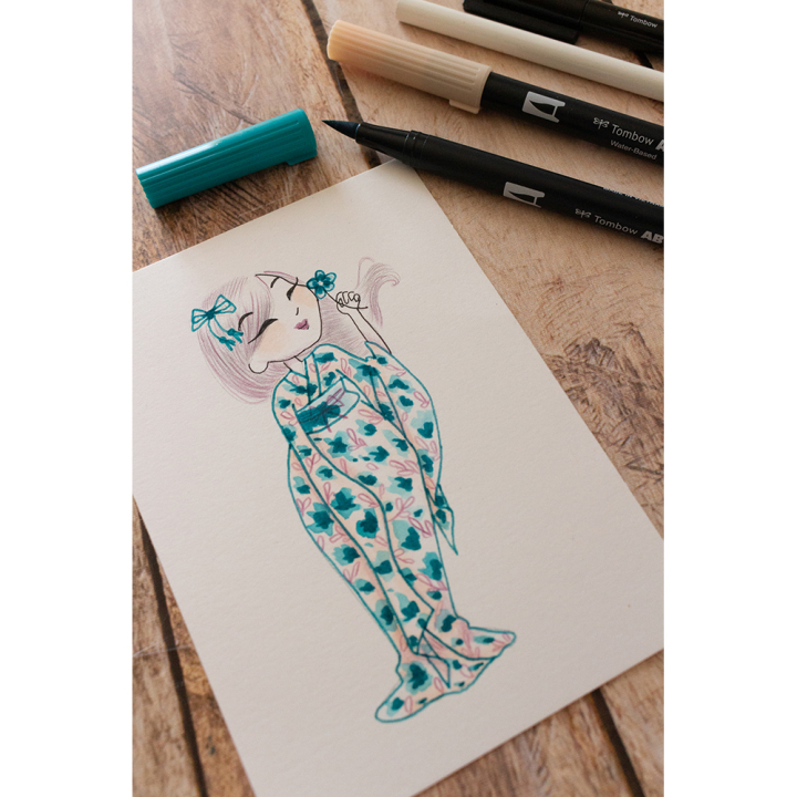 Set de dessin Miss Kimono 4 pcs + feuilles A6 - Tombow - Rougier et Plé
