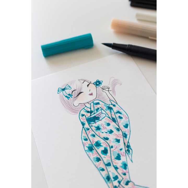 Set de dessin Miss Kimono 4 pcs + feuilles A6 - Tombow - Rougier et Plé