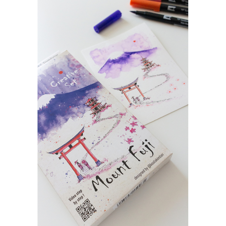 Set de dessin Japon Mont Fuji 4 pcs + feuilles A6 - Tombow - Rougier et Plé
