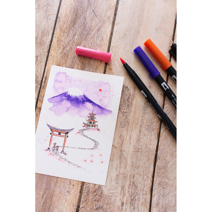 Set de dessin Japon Mont Fuji 4 pcs + feuilles A6 - Tombow - Rougier et Plé